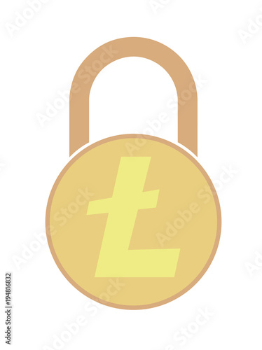 electronic security lock of litecoin ,vector icon.   vector disign. 