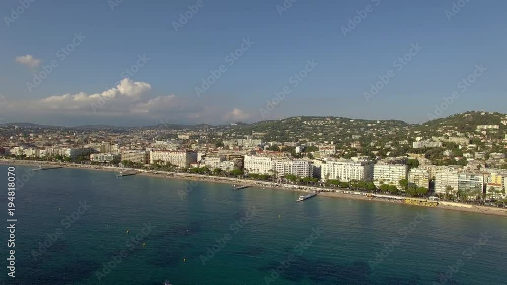 Aerial view flying across the Golfe de la Napoule in Cannes Aerial view flying across the Golfe de la Napoule in Cannes