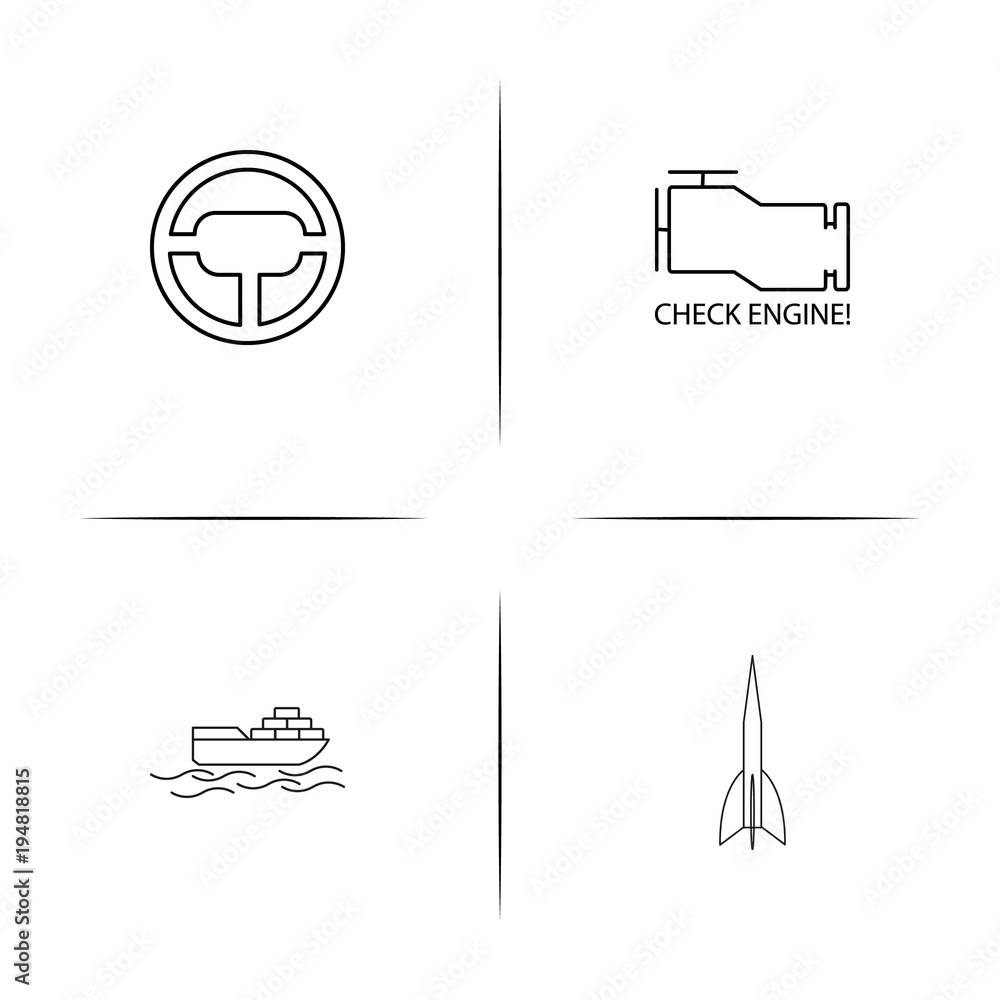 Cars And Transportation linear simple vector icon set.Outline icons Cars And Transportation linear simple vector icon set.Outline icons