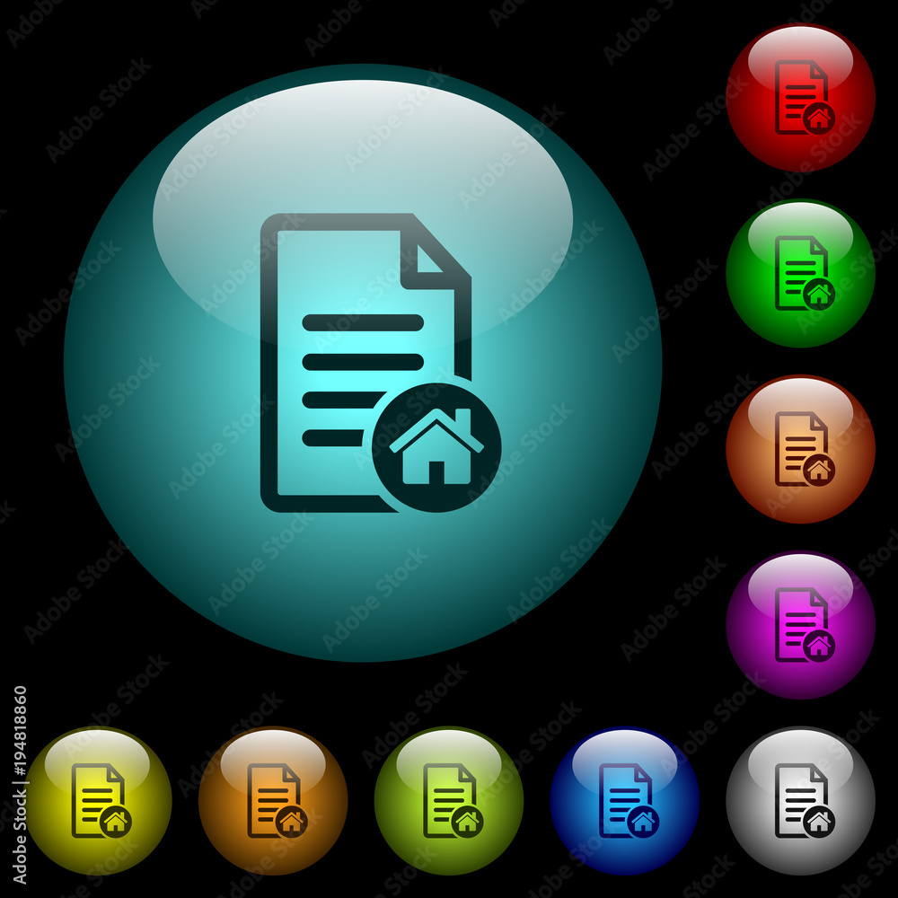 Default document icons in color illuminated glass buttons Default document icons in color illuminated glass buttons