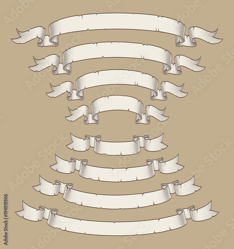 Papyrus Scroll Curved Center Uwards n Downwards Four Sizes 2
