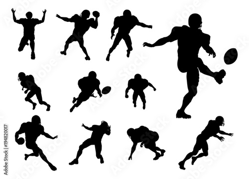 American Football Player Silhouettes