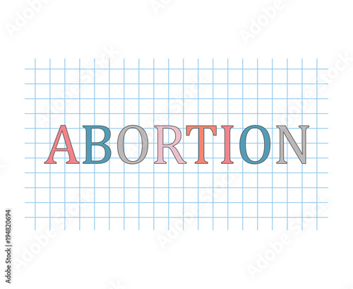 abortion word on checkered paper sheet- vector illustration