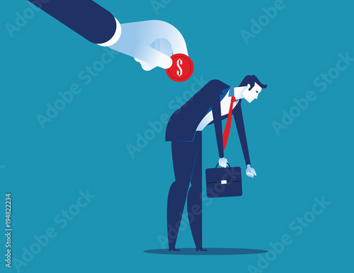 Manager pays the employee for work. Concept business vector illustration.
