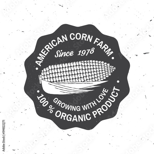 American corn Farm Badge or Label. Vector illustration.