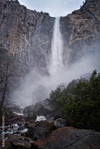 flowing water - Bridalveil Falls in Yosemite National Park in April