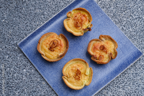 Close up Homemade    Taro Custard in Taro Toast Tarts. (selective Focus) photo