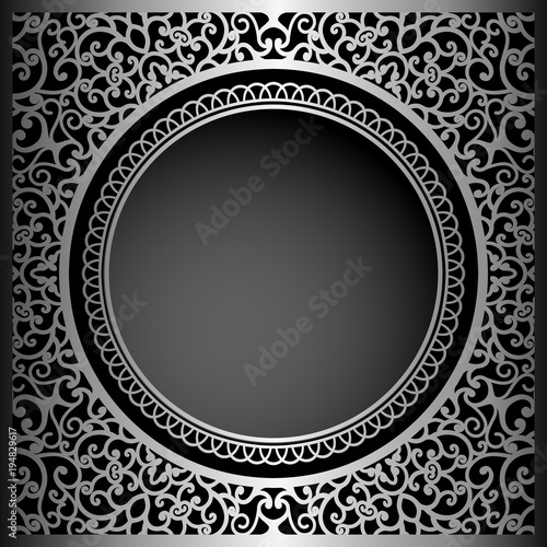 Vintage black background with swirly ornament