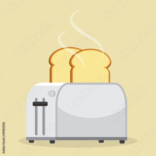 Good morning concept. Toaster and bread toasts. Isolated on background. Vector illustration