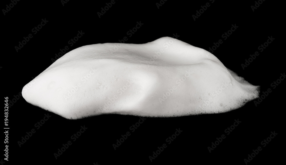 Soap foam Shaving cream bubble isolated on black background object health beauty concept Soap foam Shaving cream bubble isolated on black background object health beauty concept