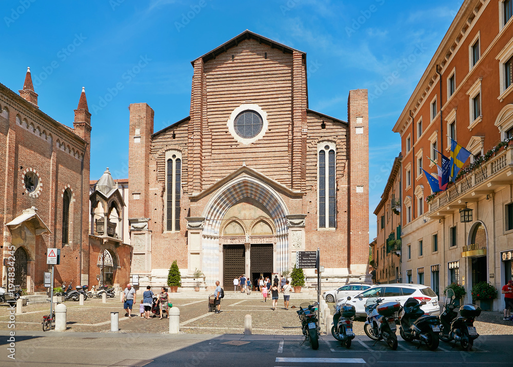 VERONA, ITALY - AUGUST 17, 2017: Church of St. Anastasia - Gothic Basilica.