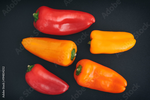 Bell peppers on a black background