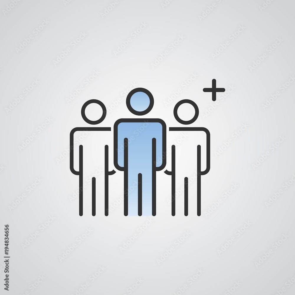 people vector icon . person group and business crowd symbol . blue sky gradient color people vector icon . person group and business crowd symbol . blue sky gradient color