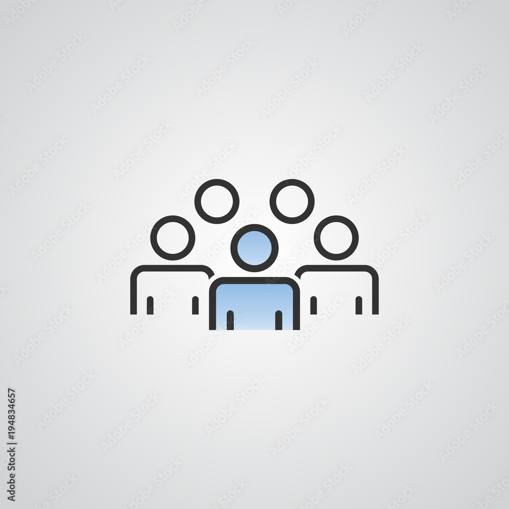 people vector icon . person group and business crowd symbol . blue sky gradient color