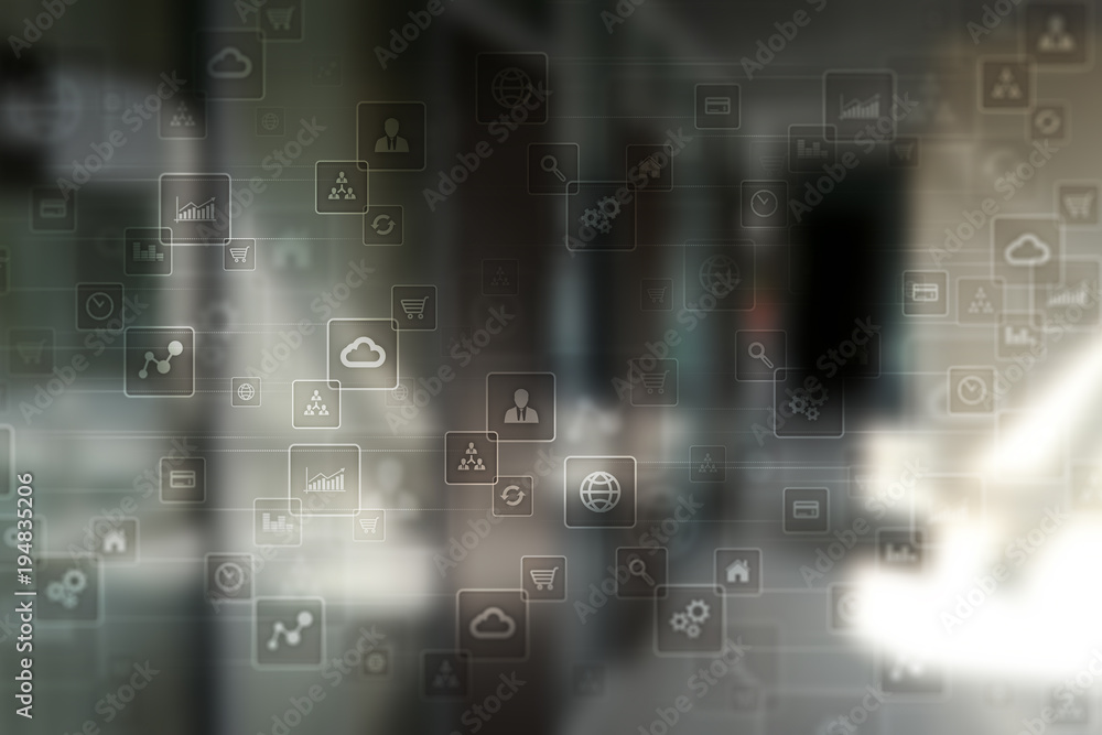 Obraz premium Template for text, Virtual screen Background. Business, internet technology and networking concept.