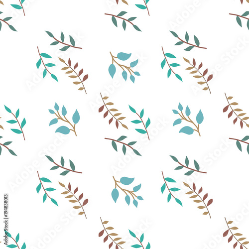 Seamless vector pattern. Pattern of colored twigs on a white background.