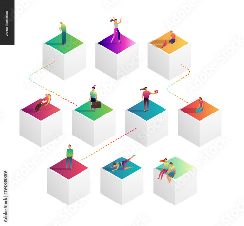 Network concept vector illustration - scheme showing users connection and interaction
