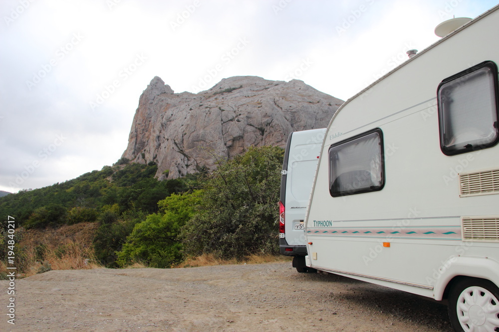 Kempin, caravan, house on wheels in the mountains