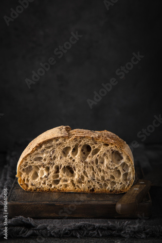 fresh baked baked bread with flax seed