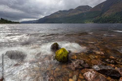 Long esposure shot of a Loch Lochy in the Scottish Highlands