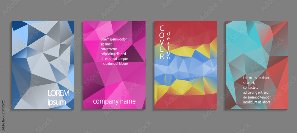 Minimal abstract vector low poly cover design template. Future geometric gradient background. Vector templates for placards, banners, flyers, presentations and reports