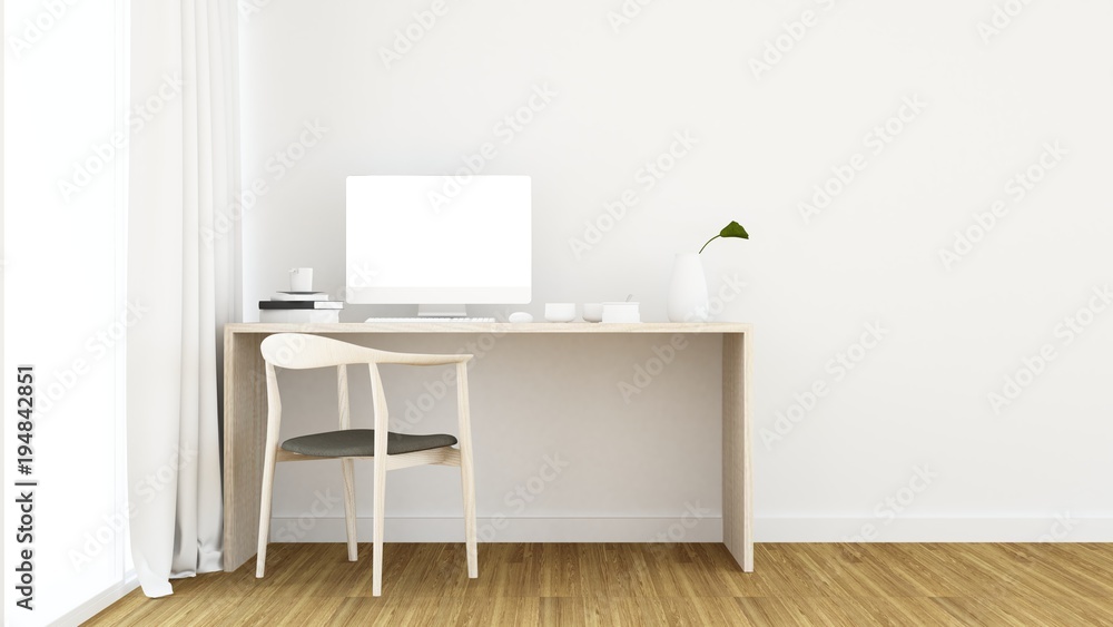 Work space interior background - 3d rendering minimal japanese Work space interior background - 3d rendering minimal japanese