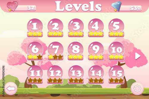 Level Selection Game User Interface