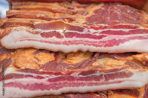 Pile of smoked bacon