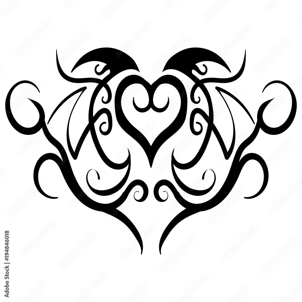 Abstract heart tribal tattoo design vector