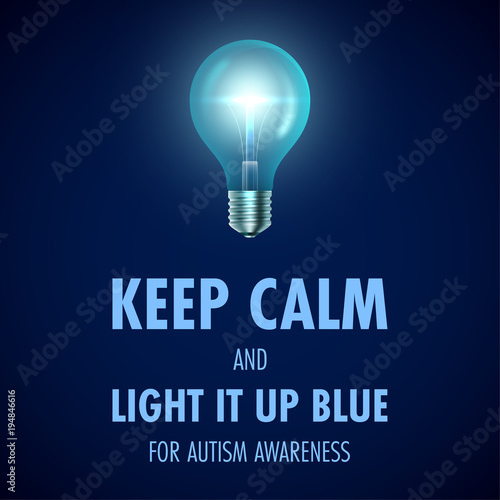 Autism awareness day. Light it up blue. Poster, flyer or banner template. Vector Illustration