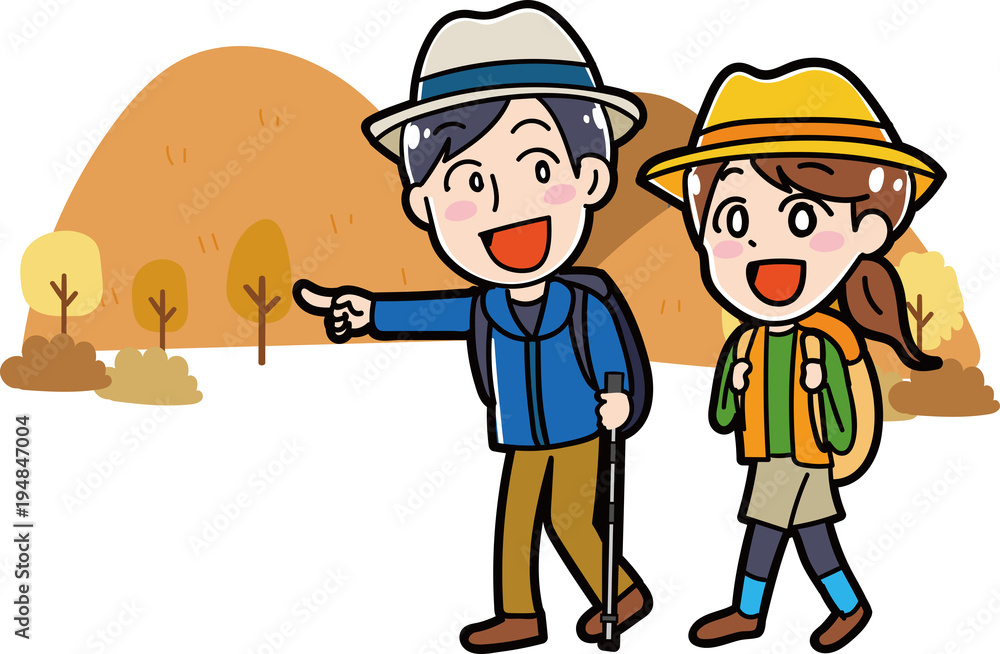 ハイキングに行くカップルのイラスト素材 Stock Vector Adobe Stock