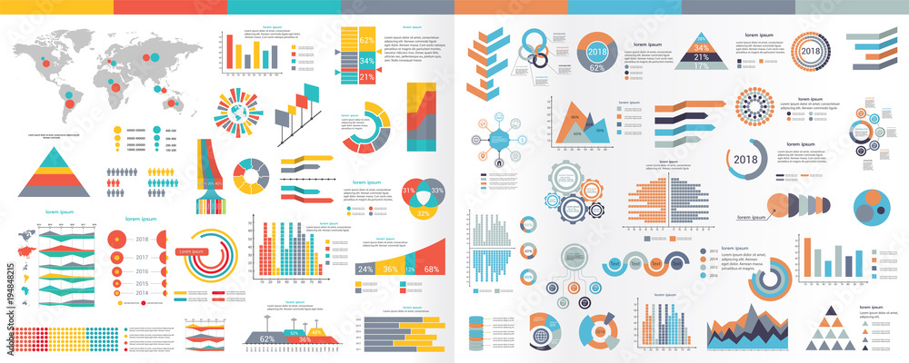 A collection of infographic elements Illustration in a flat style