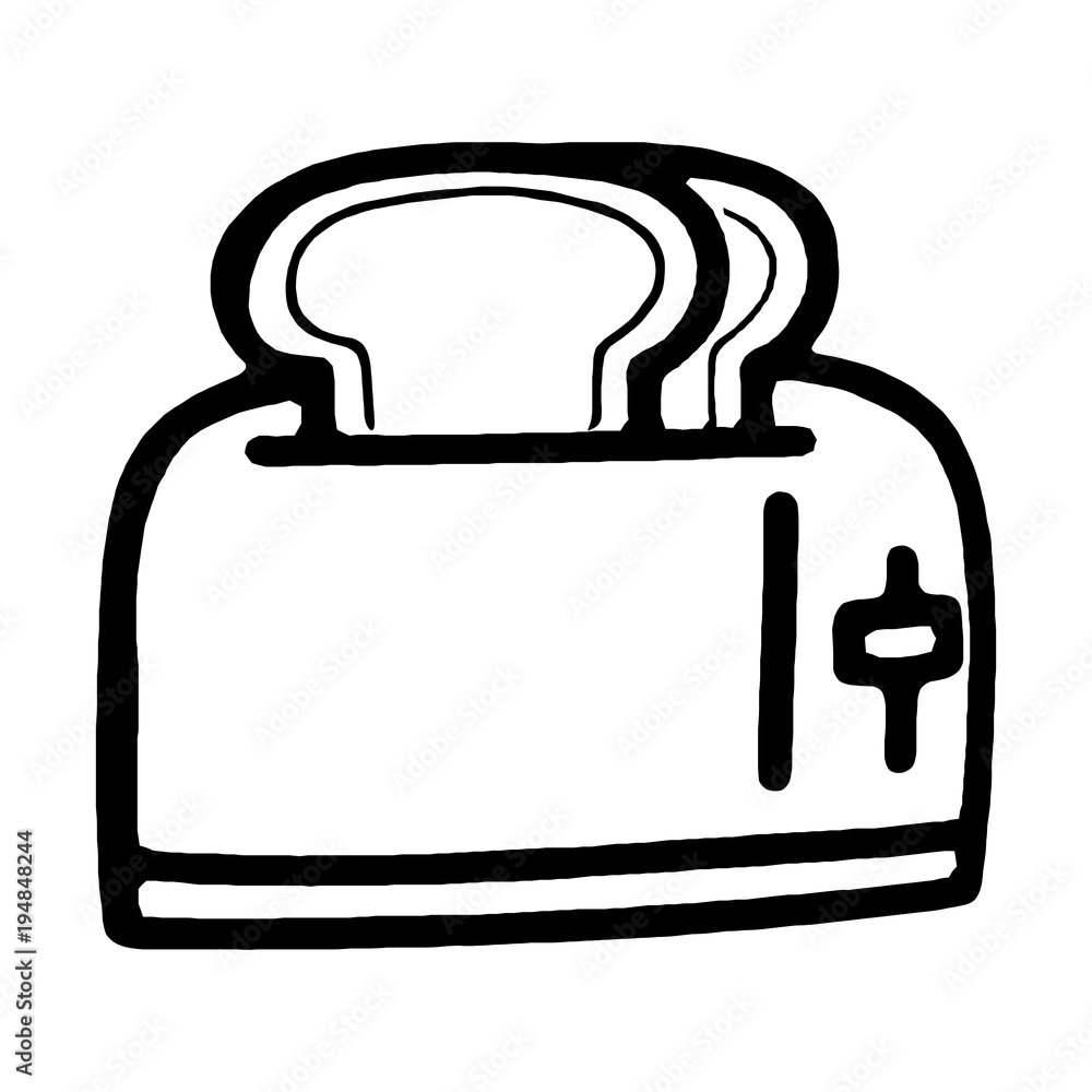hand drawn toaster. cartoon vector and illustration Stock Vector