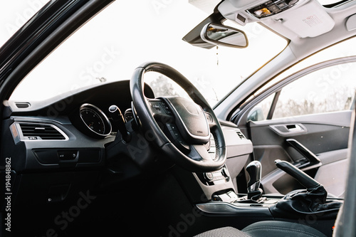Modern car interior background.