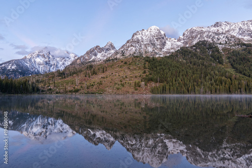 Scenic Sunrise Reflection of the Tetons in Fall
