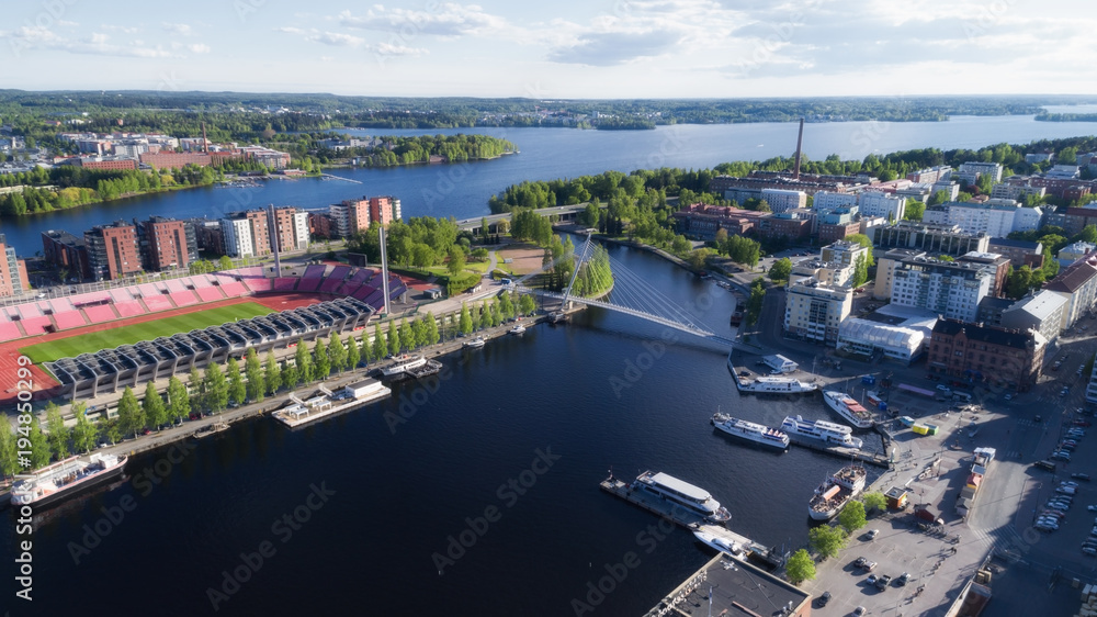 Obraz premium Aerial view of the Tampere city at summer