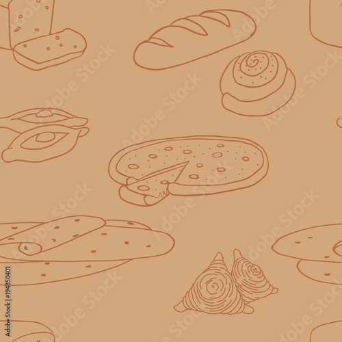Seamless pattern of baking elements of the kitchen of the peoples of the world EPS10