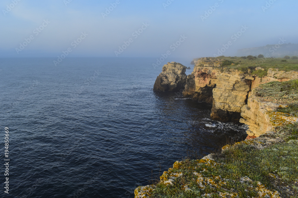 Yailata beach in foggy weather near Kavarna, North Bulgaria.