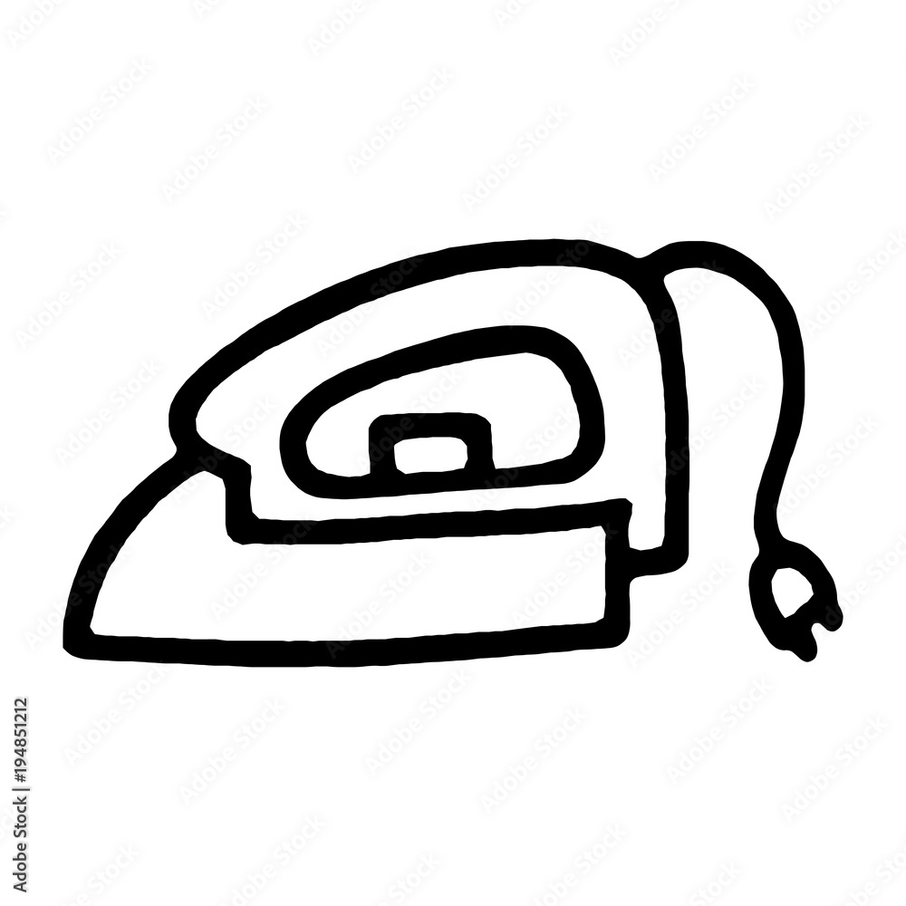 hand drawn electric iron. cartoon vector and illustration Stock Vector