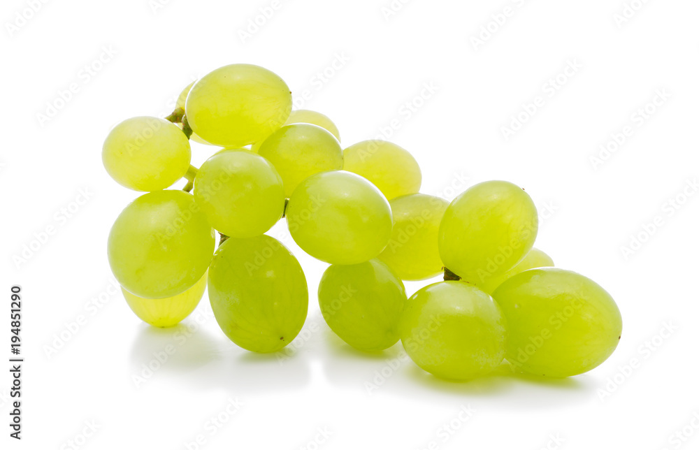 Ripe bunch green grapes isolated on the white background Ripe bunch green grapes isolated on the white background