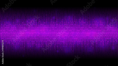 Glowing binary code abstract background, glowing cloud of big data, stream of information, well organized layers