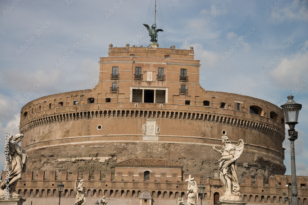 Frontal view of the Castel Sant'Angelo in Rome, Italy