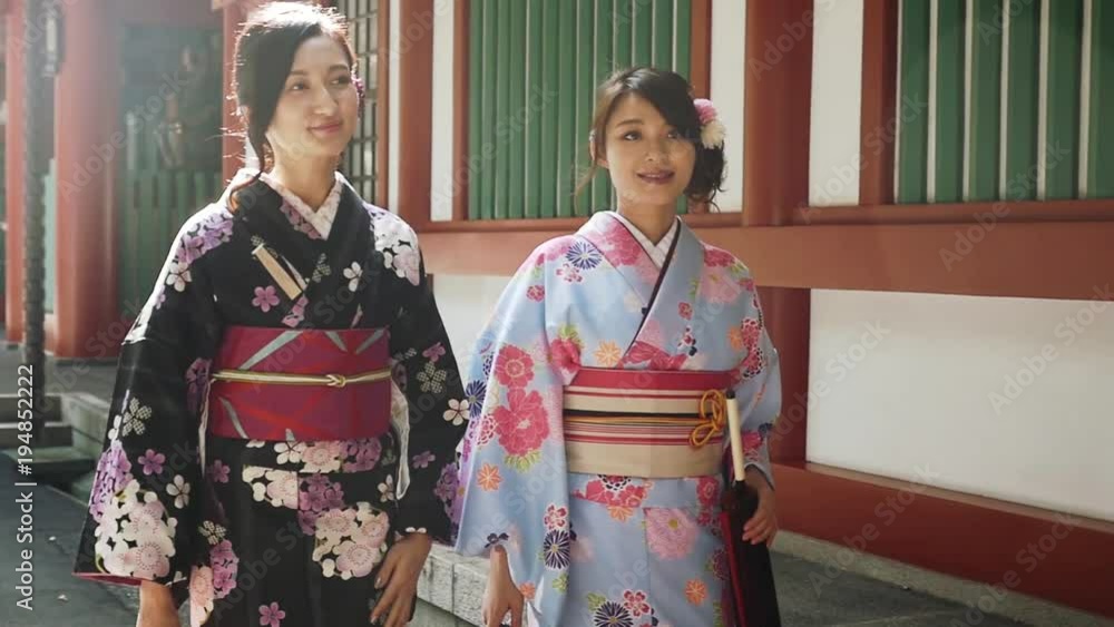 Two japanese girl wearing traditional clothes in Tokyo Two japanese girl wearing traditional clothes in Tokyo