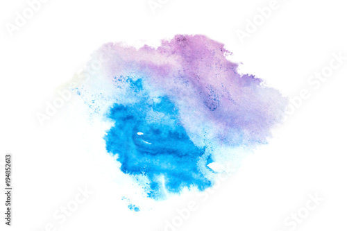 Watercolor brush strokes, lines of violet and blue, isolated on white