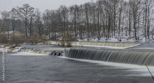 Fototapeta Naklejka Na Ścianę i Meble -  Big weir on Vltava river near Borsov nad Vltavou