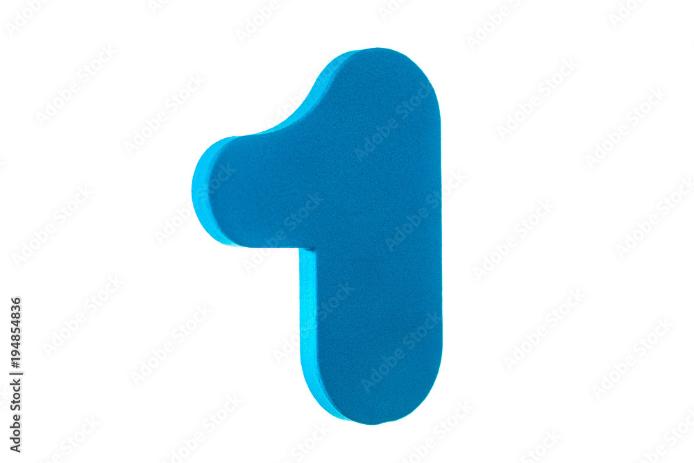digit one of the textured blue material on a white background digit one of the textured blue material on a white background