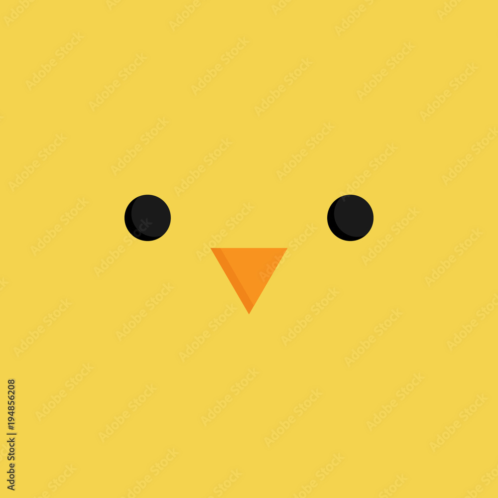 Cute little chick vector graphic illustration. Simple square cartoon.  Easter yellow chicken face, eyes with little beak. Stock Vector | Adobe  Stock