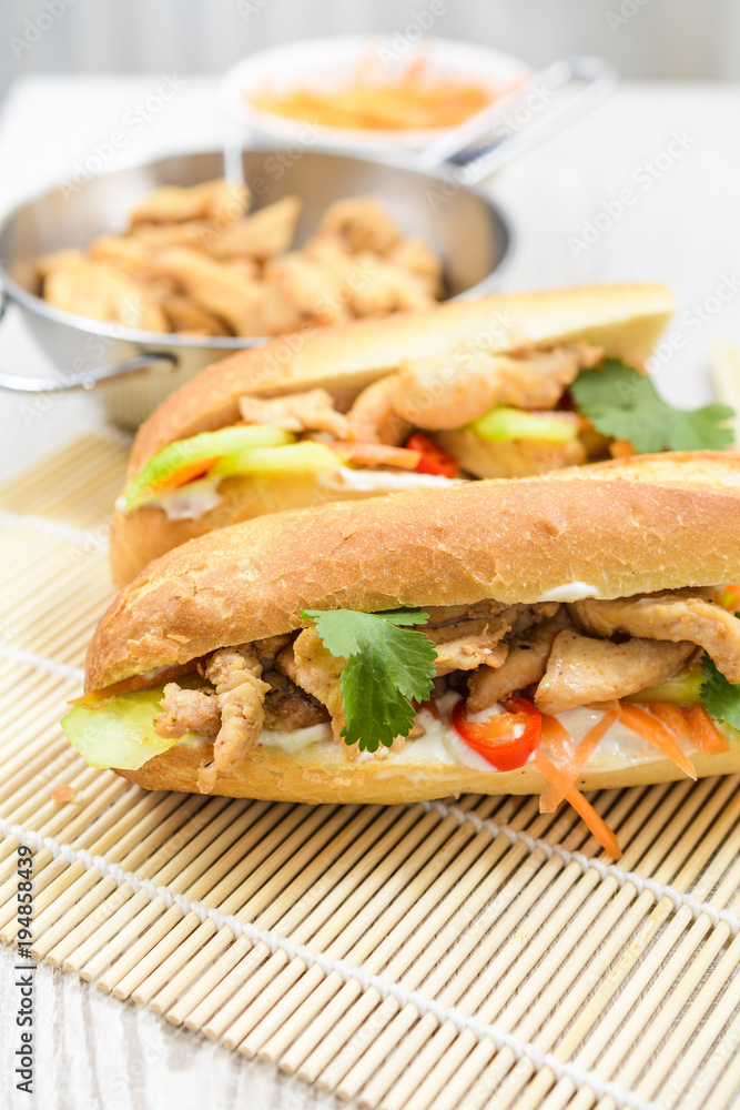Grilled Vietnamese Chicken Sandwiches (bánh mì) Grilled Vietnamese Chicken Sandwiches (bánh mì)