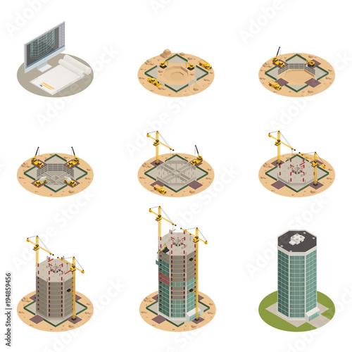 Skyscraper Construction Isometric Set