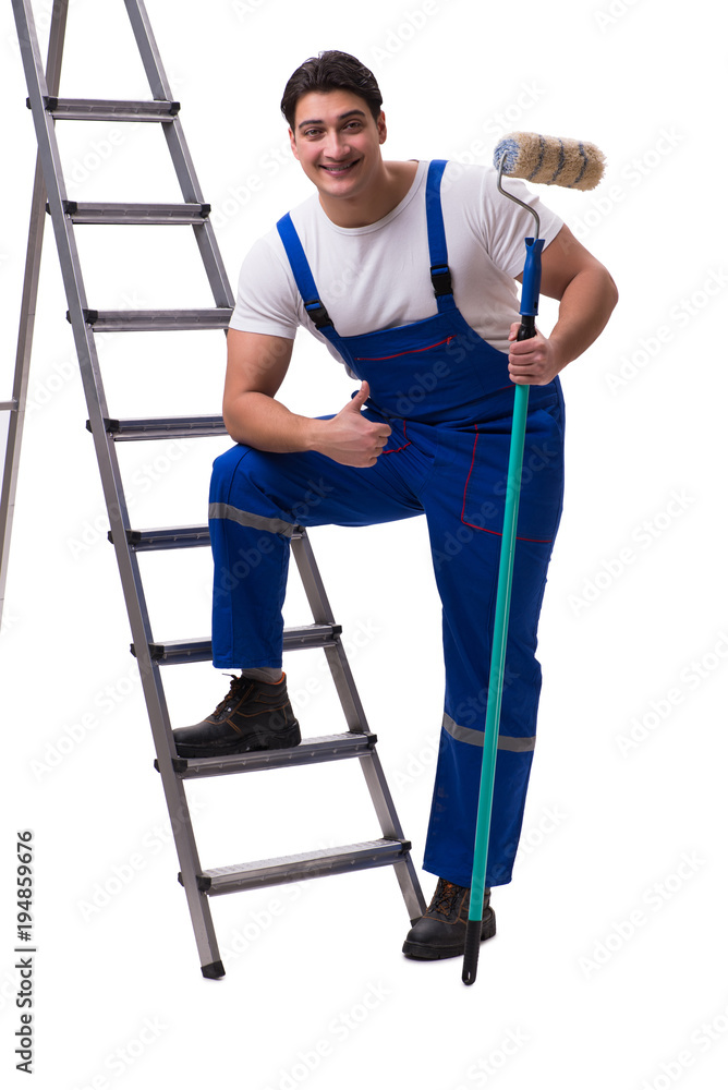 Young painter contractor isolated on white background Young painter contractor isolated on white background